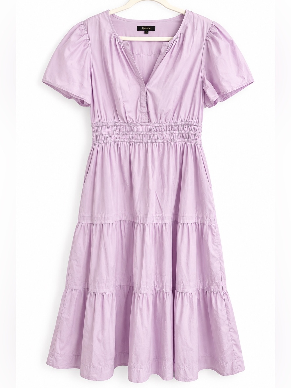 Quince Pastel Lilac Organic Cotton Poplin Tiered Maxi Dress XL Cottagecore